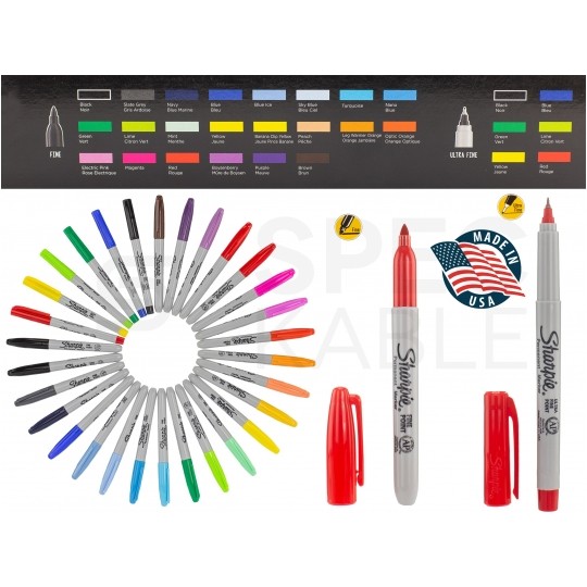 Zestaw markerów permanentnych Sharpie "Eye" 30 kolorów 24x Fine Point 1.0mm + 6x Ultra Fine Point 0.5mm + GRATIS 3x Neon Fine Point 1.0mm