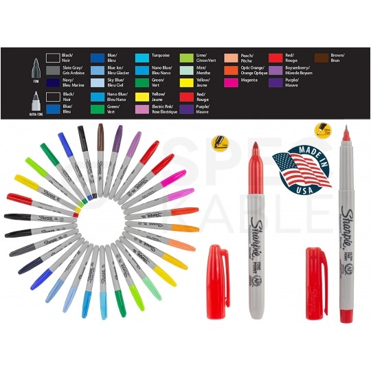 Zestaw markerów permanentnych Sharpie "Peacock" 28 kolorów (20x Fine 1,0mm + 8x Ultra Fine 0,5mm) + GRATIS Piórnik do kolorowania