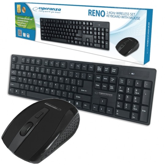 Zestaw mysz i klawiatura bezprzewodowa cicha 2,4 GHz EK135 RENO