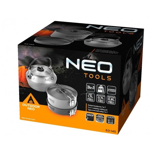 Zestaw naczyń turystycznych 3w1 na kamping NEO 63-145