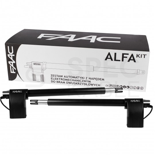 Zestaw napęd automatyczny do bram skrzydłowych FAAC ALFA 414 (2x siłownik + 1x pilot + moduł radiowy + centrala + fotokomórki + akcesoria)