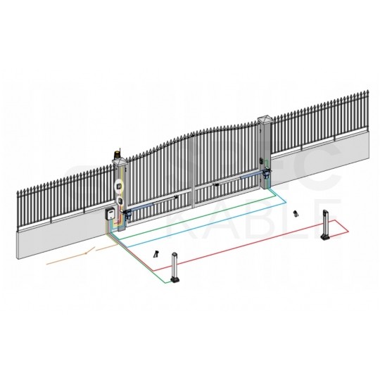 Zestaw napęd automatyczny do bram skrzydłowych GENIUS G-BAT 400 (2x siłownik + 1x pilot + moduł radiowy + centrala + fotokomórki + akcesoria)