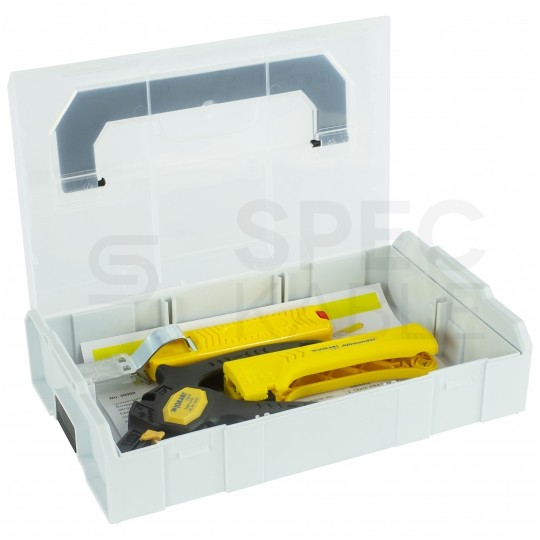 Zestaw narzędzi do ściągania izolacji Ściągacz automatyczny i Noże Jokari w walizce SZARY