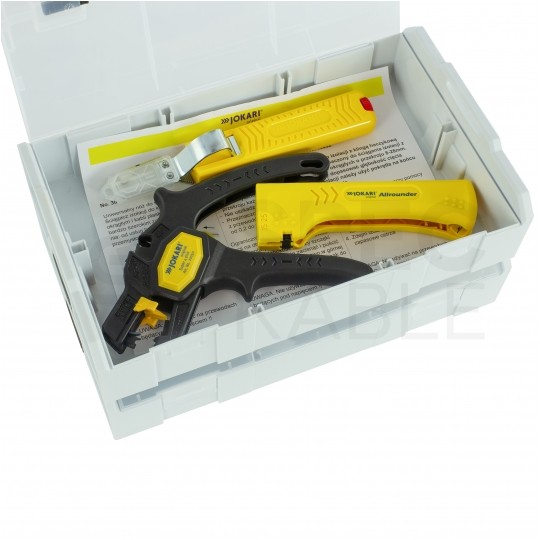 Zestaw narzędzi do ściągania izolacji Ściągacz automatyczny i Noże Jokari w walizce SZARY