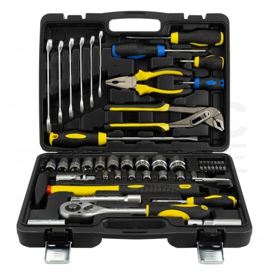 Zestaw narzędzi i kluczy warsztatowych 56 elementów TOPEX 38D224 + walizka