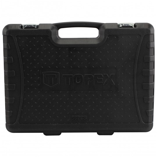 Zestaw narzędzi i kluczy warsztatowych 56 elementów TOPEX 38D224 + walizka