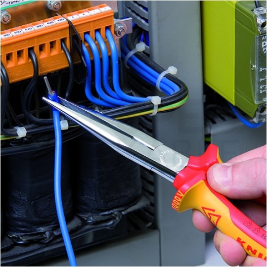 Zestaw narzędzi izolowanych VDE 1kV dla elektryka (Szczypce boczne tnące 200mm + Szczypce wydłużne półokrągłe 200mm + Szczypce do ściągania izolacji 160mm) KNIPEX 00 31 30 BK V03