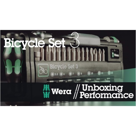 Zestaw narzędzi rowerowych bitów z nasadkami i grzechotką z etui 39 elementów + 2 łyzki do opon Bicycle Set 3 WERA