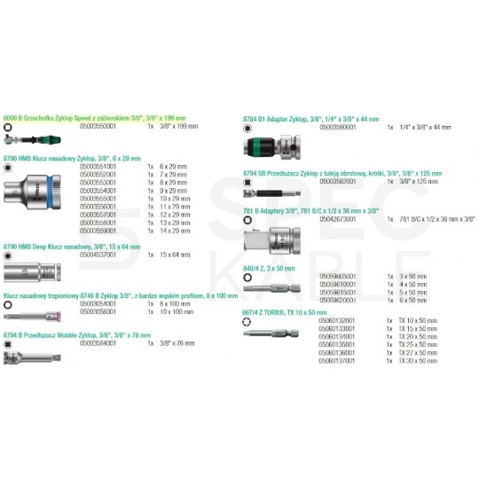 Zestaw narzędzi rowerowych wielofunkcynych kluczy nasadowych i bitów z grzechotką i etui 27 elementów Bicycle Set 7 WERA