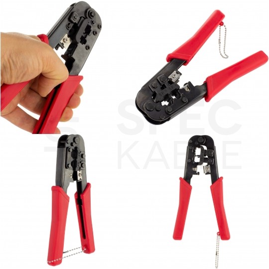 Zestaw narzędzi sieciowych Tester kabli LAN Zaciskarka RJ45 Komplet 3 elementów + etui NEKU