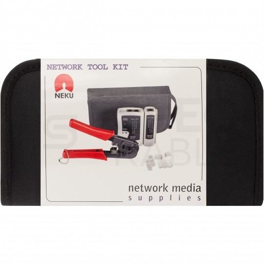 Zestaw narzędzi sieciowych Tester kabli LAN Zaciskarka RJ45 Komplet 3 elementów + etui NEKU