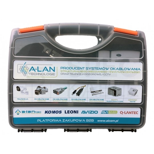 Zestaw narzędzi sieciowych Tester kabli LAN Zaciskarka RJ45 Komplet 6 elementów w walizce Alantec