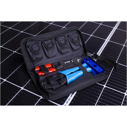 Zestaw narzędzi solarnych MC4 PV 7w1 + etui NEKU (ściągacz izolacji + zaciskarka MC4 + klucze + konektory)