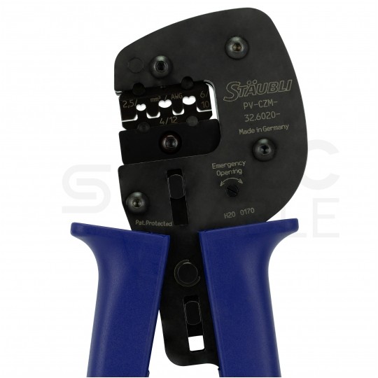 Zestaw narzędzi solarnych MC4 PV Staubli Multi-Contact + walizka (zaciskarka MC4 z pozycjonerem + klucze + plastikowe pudełko)