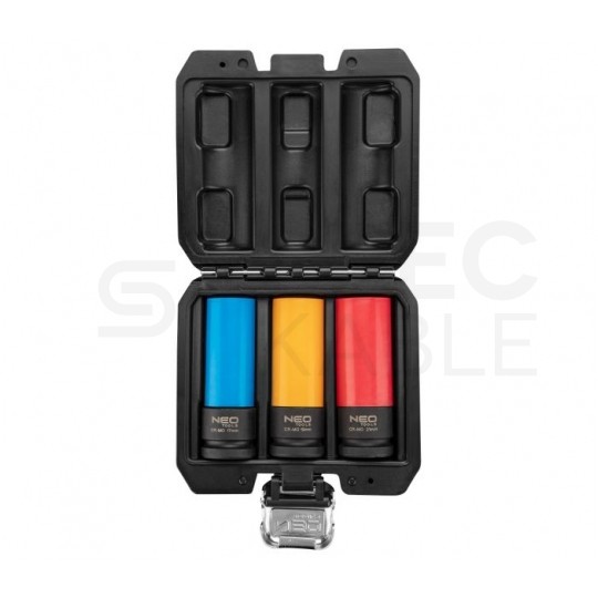 Zestaw nasadek do felg aluminiowych 1" 17mm-21mm 3szt NEO 12-350