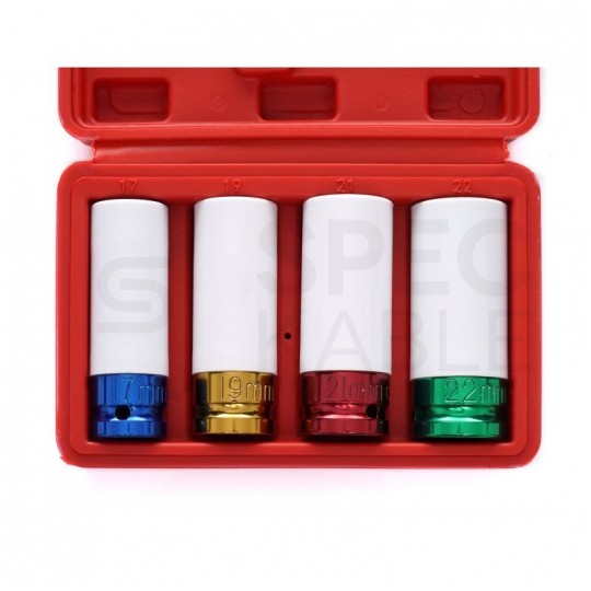 Zestaw nasadek do felg aluminiowych 1/2" 17mm-22mm 4szt Kraft&Dele