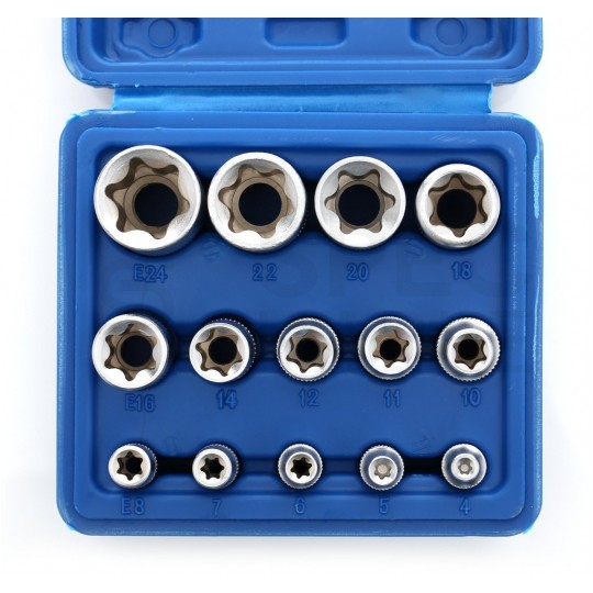 Zestaw nasadek TORX 1/2" 1/4" 3/8" 14el. Kraft&Dele