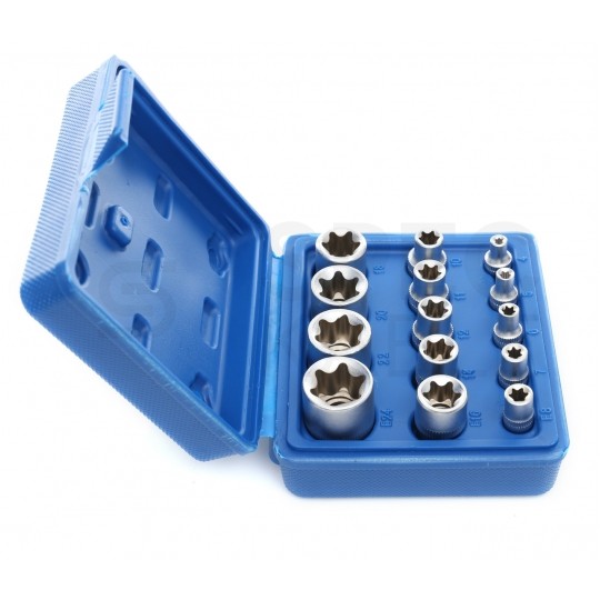 Zestaw nasadek TORX 1/2" 1/4" 3/8" 14el. Kraft&Dele