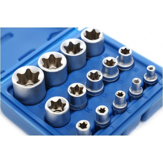Zestaw nasadek TORX 1/2" 1/4" 3/8" 14el. Kraft&Dele