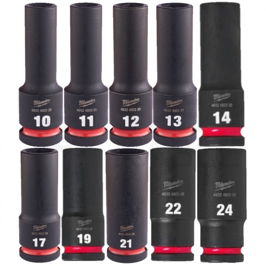 Zestaw nasadek udarowych długich 1/2'' 10-24mm Shockwave Impact Duty 10szt. MILWAUKEE