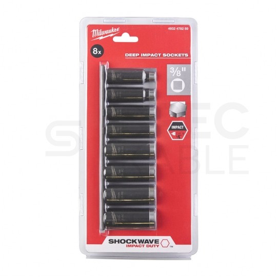 Zestaw nasadek udarowych długich 3/8'' 8-19mm Shockwave Impact Duty 8szt. MILWAUKEE