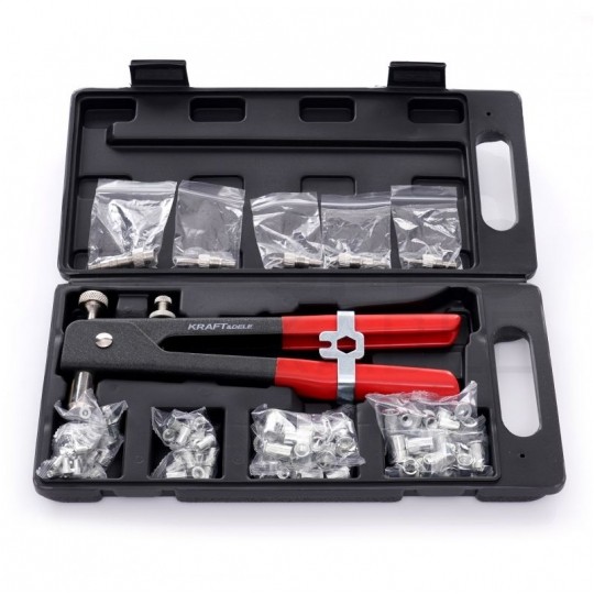 Zestaw nitownica ręczna do nitonakrętek + nitonakrętki 106 elementów Kraft&Dele