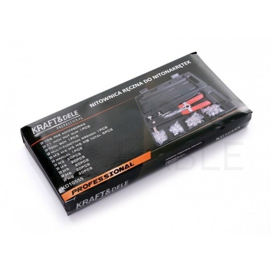 Zestaw nitownica ręczna do nitonakrętek + nitonakrętki 106 elementów Kraft&Dele