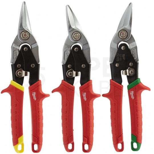 Zestaw nożyc do blachy 3szt. do cięcia prostego i kształtów MILWAUKEE