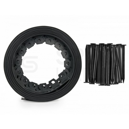 Zestaw Obrzeże ogrodowe trawnikowe Easy Border czarne 40mm x 10m + kotwy mocujące 20szt BRADAS