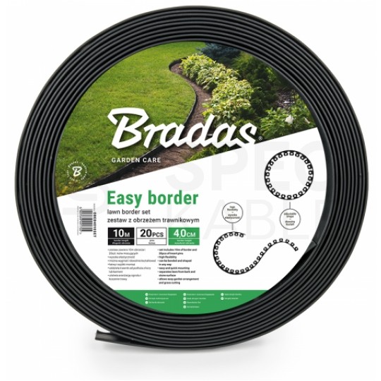 Zestaw Obrzeże ogrodowe trawnikowe Easy Border czarne 40mm x 10m + kotwy mocujące 20szt BRADAS