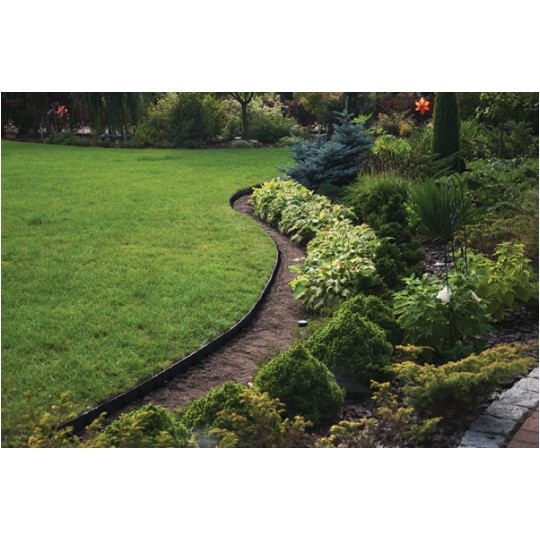 Zestaw Obrzeże ogrodowe trawnikowe Easy Border grafitowe 38mm x 10m + kotwy mocujące 20szt BRADAS