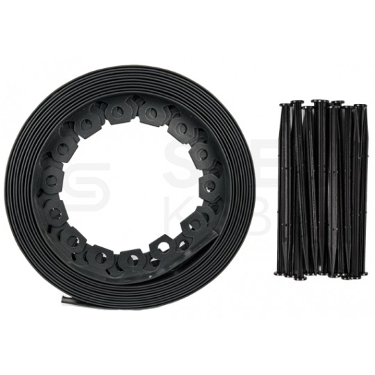 Zestaw Obrzeże ogrodowe trawnikowe Easy Border grafitowe 38mm x 10m + kotwy mocujące 20szt BRADAS