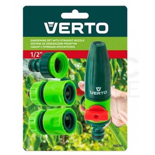 Zestaw ogrodowy Wąż 1/2" pomarańczowy 20m 4-warstwowy Economic NEO z przyłączem, zraszaczem prostym i złączkami VERTO