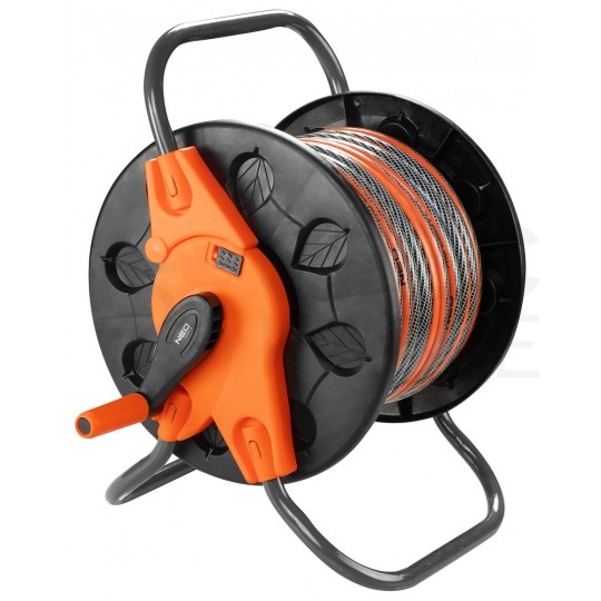 Zestaw ogrodowy Wąż 1/2" pomarańczowy 50m 4-warstwowy Economic NEO na stojaku NEO z pistoletem zraszający, przyłączem i złączkami VERTO