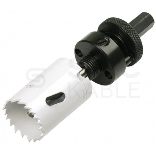 Zestaw otwornic bimetalowych 19-68mm do stali, drewna, tworzywa itp. Komplet 5szt + 2 adaptery w walizce VERTO 60H968