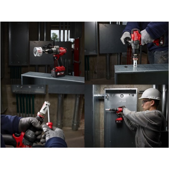 Zestaw otwornic bimetalowych 25-76mm Hole Dozer do stali, żeliwa, drewna, PCV Komplet 6szt. + akcesoria w walizce MILWAUKEE