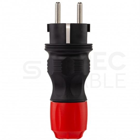 Zestaw przyłączeniowy EXTREM czarno-czerwony Wtyk + Gniazdo prądowe z klapką 230V 16A [2P+Z] IP54