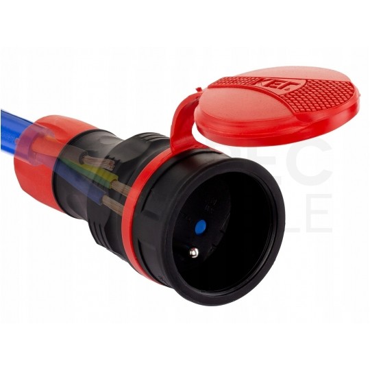 Zestaw przyłączeniowy EXTREM czarno-czerwony Wtyk + Gniazdo prądowe z klapką 230V 16A [2P+Z] IP54