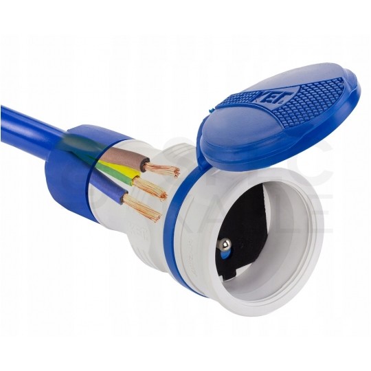 Zestaw przyłączeniowy EXTREM szaro-niebieski Wtyk + Gniazdo prądowe z klapką 230V 16A [2P+Z] IP54