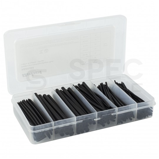 Zestaw rurek termokurczliwych CB-HFT czarne 10cm REBEL 170szt w pudełku