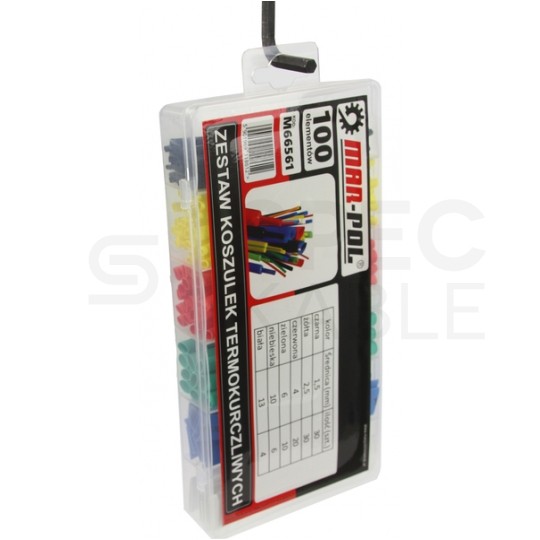 Zestaw rurek termokurczliwych DRS mix kolorów 10cm MARPOL 100szt w pudełku