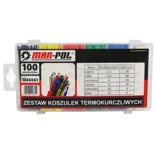 Zestaw rurek termokurczliwych DRS mix kolorów 10cm MARPOL 100szt w pudełku