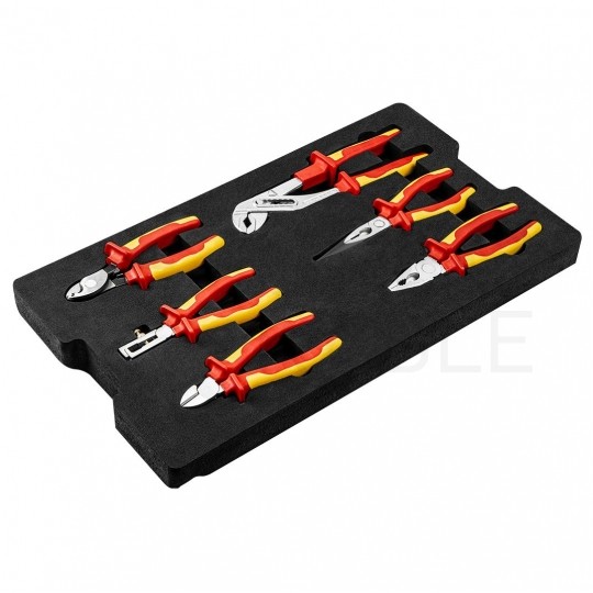 Zestaw skrzynia na narzędzia serwisowa IP67 + 52 szczypce, klucze, wkrętaki dla elektryka VDE 1kV NEO 01-311