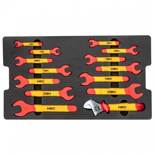 Zestaw skrzynia na narzędzia serwisowa IP67 + 52 szczypce, klucze, wkrętaki dla elektryka VDE 1kV NEO 01-311