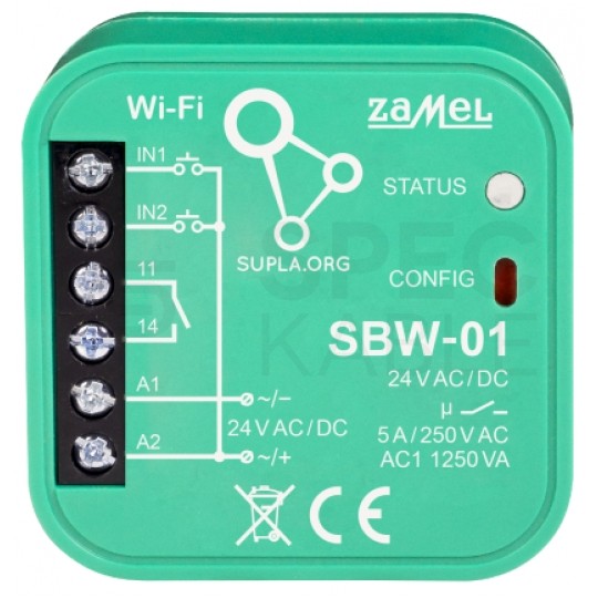 Zestaw sterowania roletami WiFi 6x sterownik rolet SRW-01 1x sterownik sterowanania bramą SBW-01 SUPLA ZAMEL