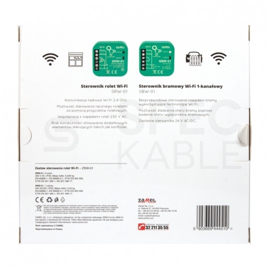 Zestaw sterowania roletami WiFi 6x sterownik rolet SRW-01 1x sterownik sterowanania bramą SBW-01 SUPLA ZAMEL