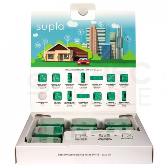 Zestaw sterowania roletami WiFi 6x sterownik rolet SRW-01 1x sterownik sterowanania bramą SBW-01 SUPLA ZAMEL