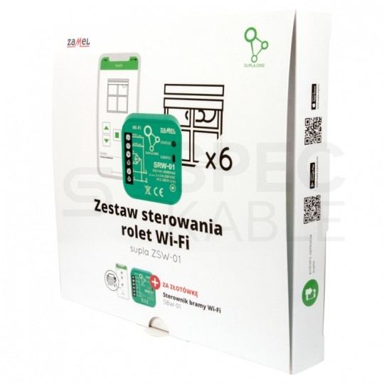 Zestaw sterowania roletami WiFi 6x sterownik rolet SRW-01 1x sterownik sterowanania bramą SBW-01 SUPLA ZAMEL