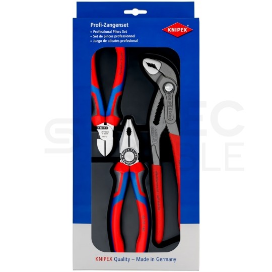 Zestaw Szczypce Bestsellery 3szt. (uniwersalne 180mm + nastawne Cobra 250mm + boczne tnące 160mm) KNIPEX 00 20 09 V01