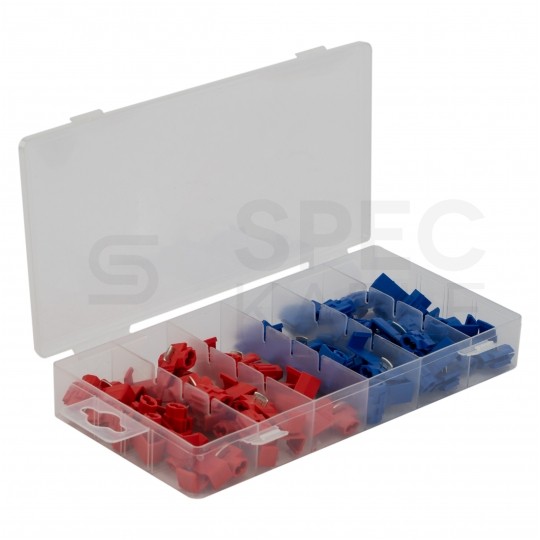 Zestaw szybkozłączek odgałęźnych typ B (1,5-2,5mm2) niebieska + typ R (0,5-1,5mm2) czerwona ADELID 50szt w pudełku